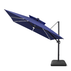 11 x 11 ft. Aluminum Double Top Cantilever Patio Umbrella with LED Strip Lights and Base Options
