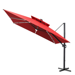 11 x 11 ft. Aluminum Double Top Cantilever Patio Umbrella with LED Strip Lights and Base Options