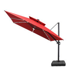 11 x 11 ft. Aluminum Double Top Cantilever Patio Umbrella with LED Strip Lights and Base Options