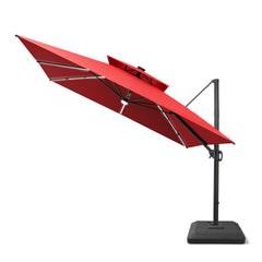 11 x 11 ft. Aluminum Double Top Cantilever Patio Umbrella with LED Strip Lights and Base Options