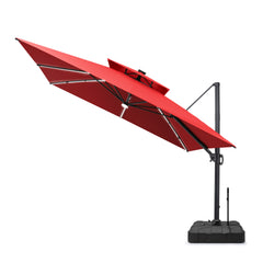 11 x 11 ft. Aluminum Double Top Cantilever Patio Umbrella with LED Strip Lights and Base Options