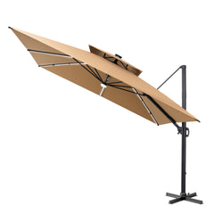 11 x 11 ft. Aluminum Double Top Cantilever Patio Umbrella with LED Strip Lights and Base Options