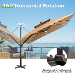 11 x 11 ft. Aluminum Double Top Cantilever Patio Umbrella with LED Strip Lights and Base Options