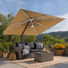 11 x 11 ft. Aluminum Double Top Cantilever Patio Umbrella with LED Strip Lights and Base Options