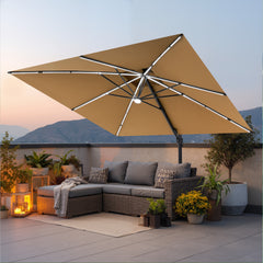 11 x 11 ft. Aluminum Double Top Cantilever Patio Umbrella with LED Strip Lights and Base Options