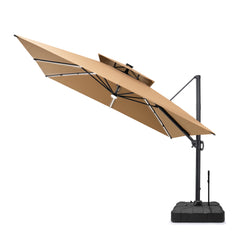 11 x 11 ft. Aluminum Double Top Cantilever Patio Umbrella with LED Strip Lights and Base Options