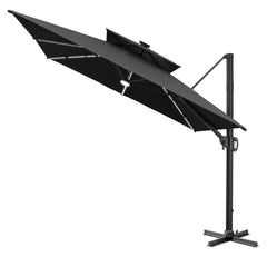 11 x 9 ft. Aluminum Double Top Cantilever Patio Umbrella with LED Strip Lights and Base Options
