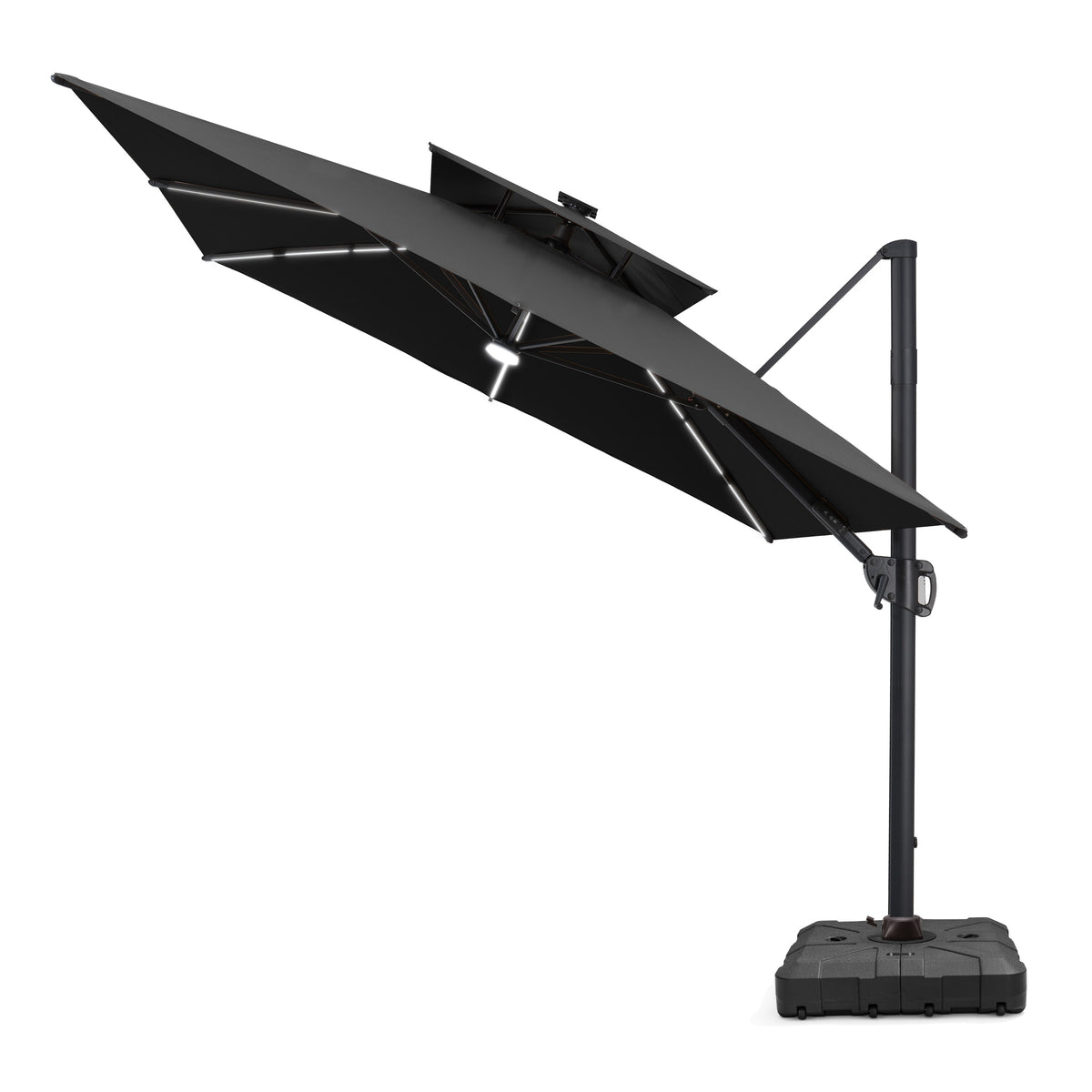 11 x 9 ft. Aluminum Double Top Cantilever Patio Umbrella with LED Strip Lights and Base Options