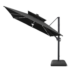 11 x 9 ft. Aluminum Double Top Cantilever Patio Umbrella with LED Strip Lights and Base Options