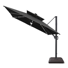 11 x 9 ft. Aluminum Double Top Cantilever Patio Umbrella with LED Strip Lights and Base Options