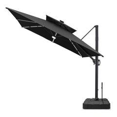 11 x 9 ft. Aluminum Double Top Cantilever Patio Umbrella with LED Strip Lights and Base Options