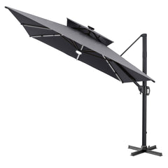 11 x 9 ft. Aluminum Double Top Cantilever Patio Umbrella with LED Strip Lights and Base Options