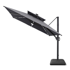 11 x 9 ft. Aluminum Double Top Cantilever Patio Umbrella with LED Strip Lights and Base Options