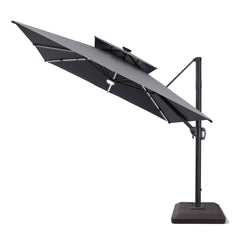 11 x 9 ft. Aluminum Double Top Cantilever Patio Umbrella with LED Strip Lights and Base Options