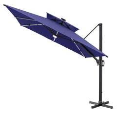 11 x 9 ft. Aluminum Double Top Cantilever Patio Umbrella with LED Strip Lights and Base Options