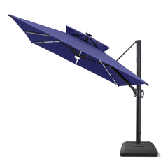 11 x 9 ft. Aluminum Double Top Cantilever Patio Umbrella with LED Strip Lights and Base Options