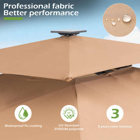 Pellebant 11 x 9 ft Aluminum Double Top Cantilever Patio Umbrella with LED Strip Lights and Base Options