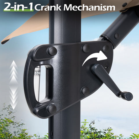 Pellebant 11 x 9 ft Aluminum Double Top Cantilever Patio Umbrella with LED Strip Lights and Base Options