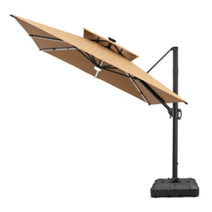 11 x 9 ft. Aluminum Double Top Cantilever Patio Umbrella with LED Strip Lights and Base Options