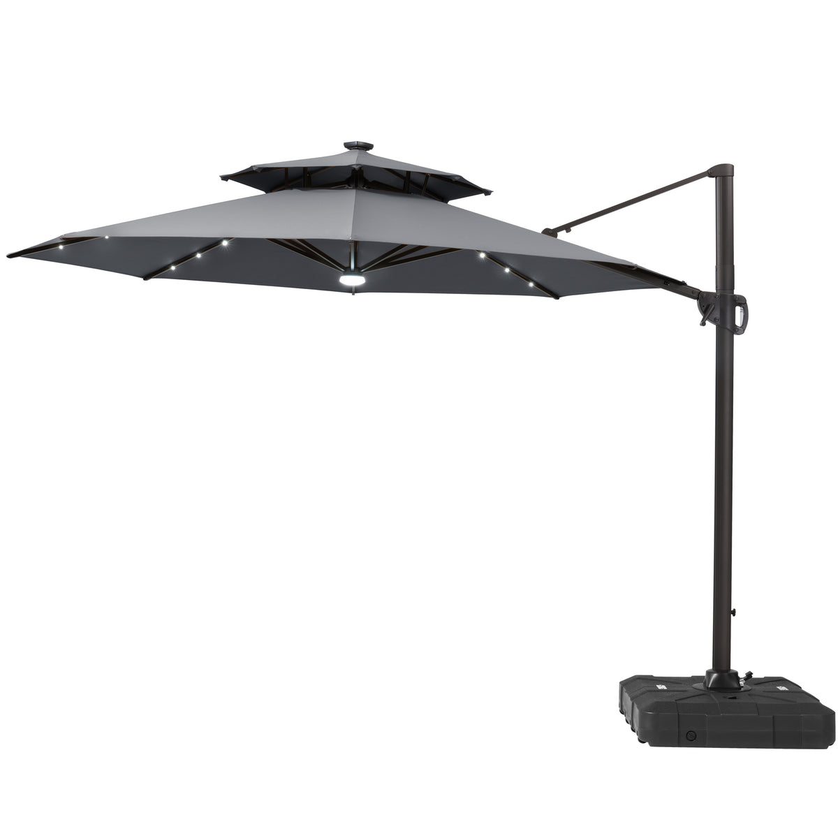 11 x 11 ft. Aluminum Double Top Cantilever Patio Umbrella with LED Lights and Base Options