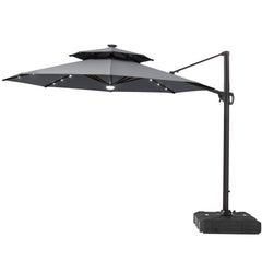 11 x 11 ft. Aluminum Double Top Cantilever Patio Umbrella with LED Lights and Base Options