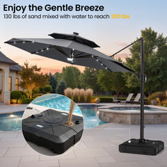 11 x 11 ft. Aluminum Double Top Cantilever Patio Umbrella with LED Lights and Base Options