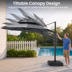 11 x 11 ft. Aluminum Double Top Cantilever Patio Umbrella with LED Lights and Base Options