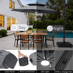11 x 11 ft. Aluminum Double Top Cantilever Patio Umbrella with LED Lights and Base Options