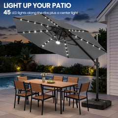 11 x 11 ft. Aluminum Double Top Cantilever Patio Umbrella with LED Lights and Base Options