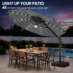 11 x 11 ft. Aluminum Double Top Cantilever Patio Umbrella with LED Lights and Base Options