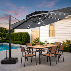 11 x 11 ft. Aluminum Double Top Cantilever Patio Umbrella with LED Lights and Base Options
