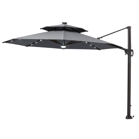 11 x 11 ft. Aluminum Double Top Cantilever Patio Umbrella with LED Lights and Base Options