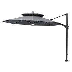 11 x 11 ft. Aluminum Double Top Cantilever Patio Umbrella with LED Lights and Base Options