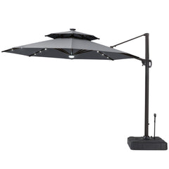 11 x 11 ft. Aluminum Double Top Cantilever Patio Umbrella with LED Lights and Base Options