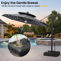 11 x 11 ft. Aluminum Double Top Cantilever Patio Umbrella with LED Lights and Base Options