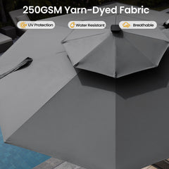 11 x 11 ft. Aluminum Double Top Cantilever Patio Umbrella with LED Lights and Base Options