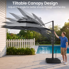 11 x 11 ft. Aluminum Double Top Cantilever Patio Umbrella with LED Lights and Base Options