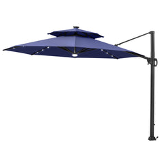11 x 11 ft. Aluminum Double Top Cantilever Patio Umbrella with LED Lights and Base Options