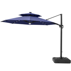 11 x 11 ft. Aluminum Double Top Cantilever Patio Umbrella with LED Lights and Base Options