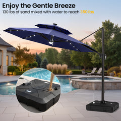 11 x 11 ft. Aluminum Double Top Cantilever Patio Umbrella with LED Lights and Base Options