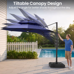 11 x 11 ft. Aluminum Double Top Cantilever Patio Umbrella with LED Lights and Base Options
