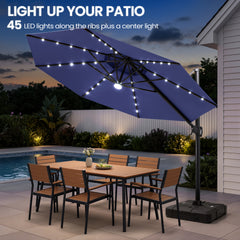 11 x 11 ft. Aluminum Double Top Cantilever Patio Umbrella with LED Lights and Base Options