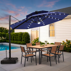 11 x 11 ft. Aluminum Double Top Cantilever Patio Umbrella with LED Lights and Base Options