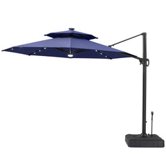 11 x 11 ft. Aluminum Double Top Cantilever Patio Umbrella with LED Lights and Base Options