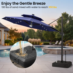 11 x 11 ft. Aluminum Double Top Cantilever Patio Umbrella with LED Lights and Base Options
