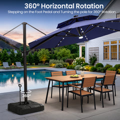 11 x 11 ft. Aluminum Double Top Cantilever Patio Umbrella with LED Lights and Base Options
