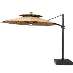 11 x 11 ft. Aluminum Double Top Cantilever Patio Umbrella with LED Lights and Base Options