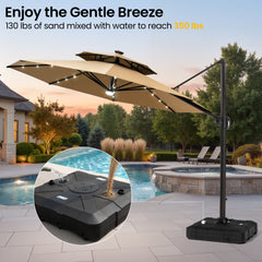 11 x 11 ft. Aluminum Double Top Cantilever Patio Umbrella with LED Lights and Base Options