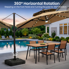 11 x 11 ft. Aluminum Double Top Cantilever Patio Umbrella with LED Lights and Base Options