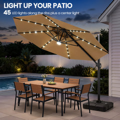 11 x 11 ft. Aluminum Double Top Cantilever Patio Umbrella with LED Lights and Base Options